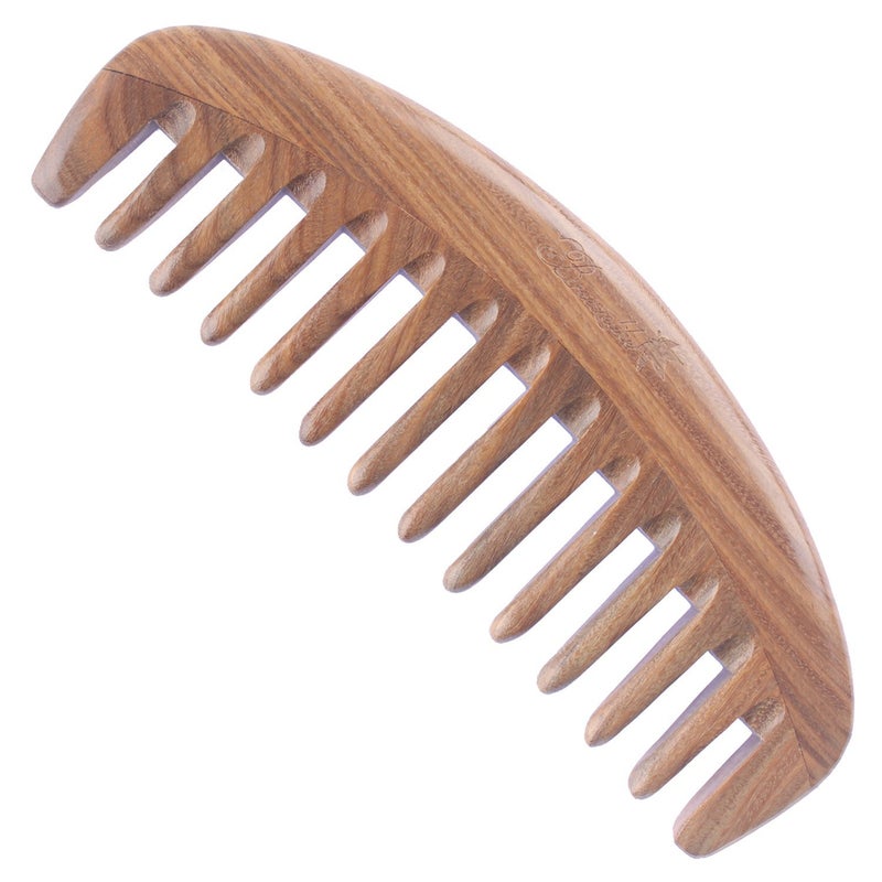 Breezelike Wide Tooth Hair Comb - Natural Detangling Wooden Comb for Curly Hair - No Static Sandalwood Comb for Women and Men - Image 1